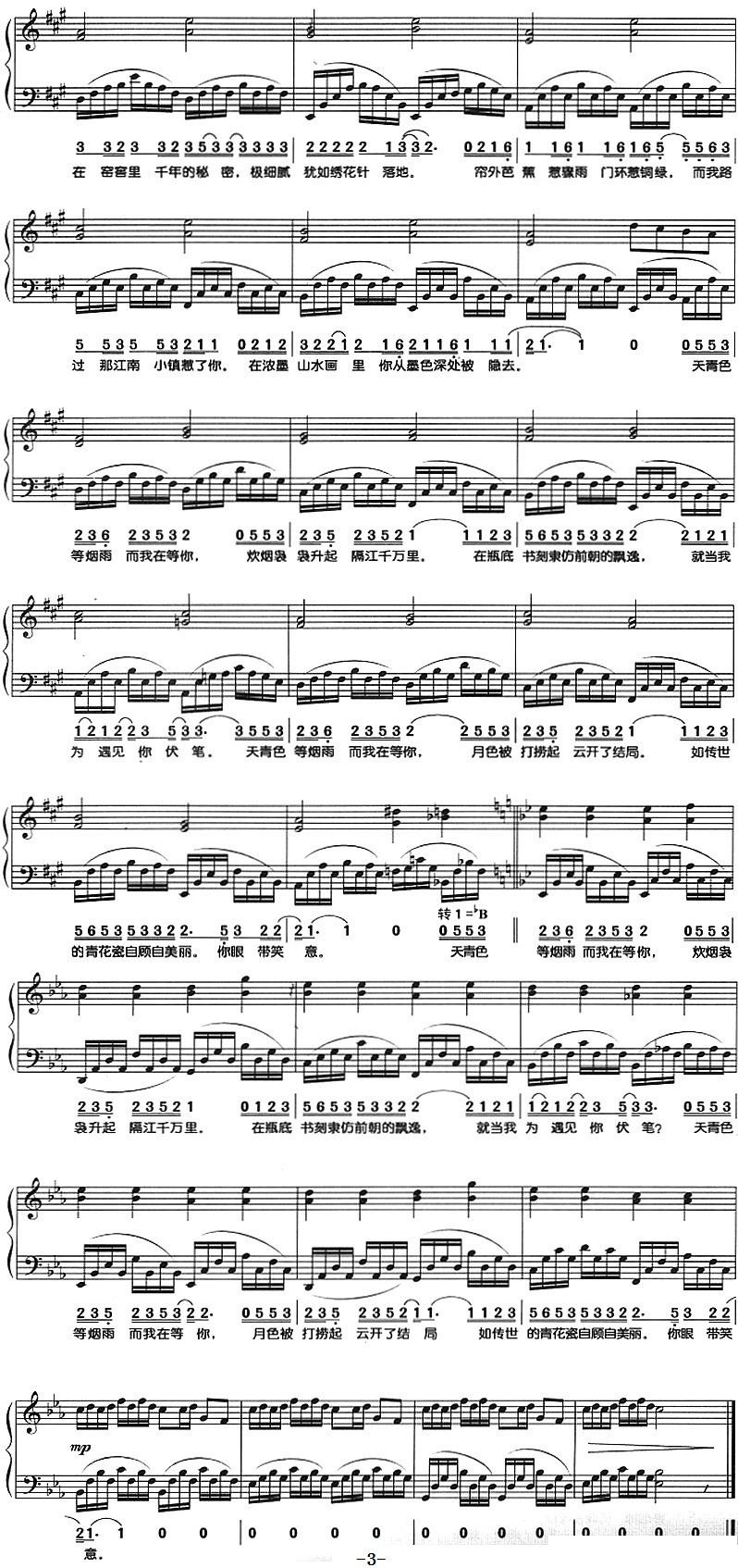 青花瓷（钢琴弹唱）钢琴谱图2