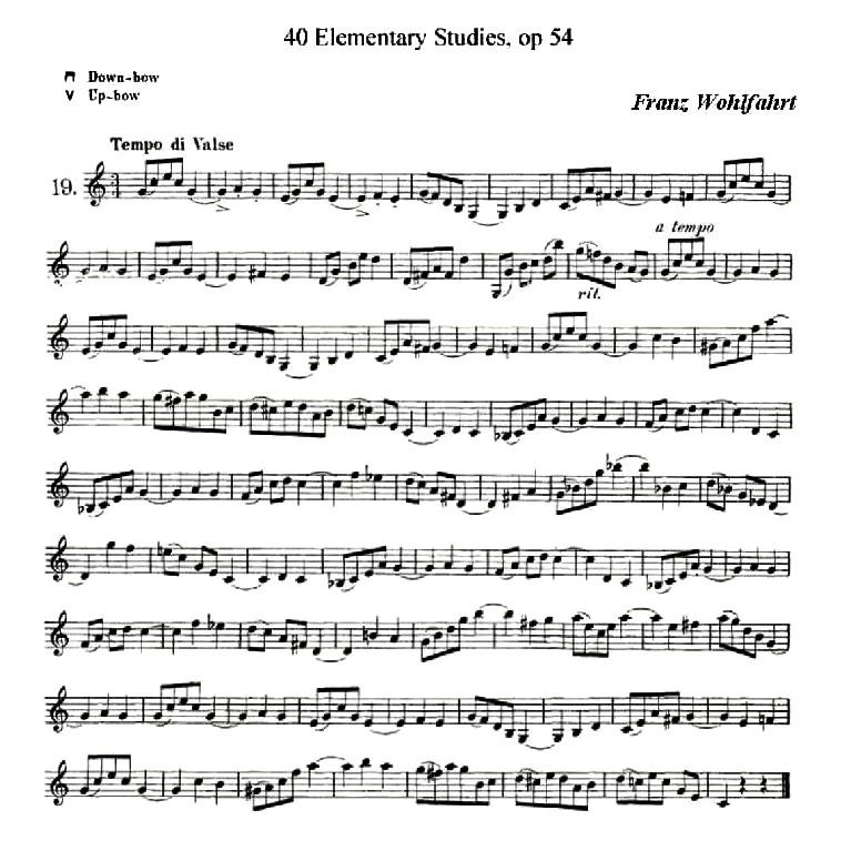 40首小提琴初级技巧练习曲之19五线谱图