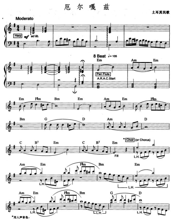 厄尔嘎兹（爵士乐版）电子琴谱图