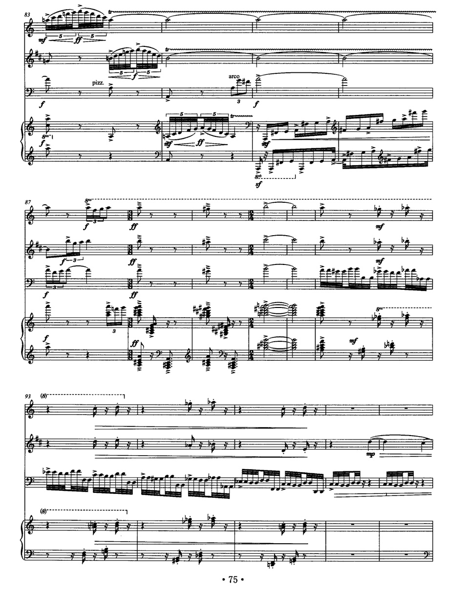 雨打芭蕉（长笛+单簧管+大提琴+钢琴）五线谱图4