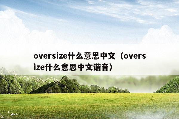 oversize什么意思中文网络