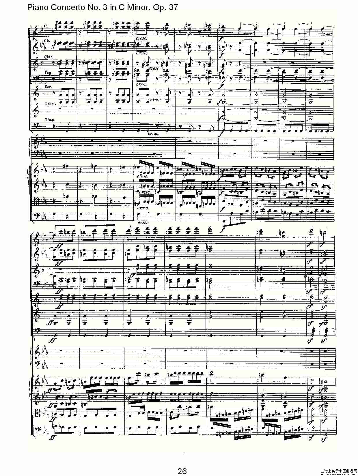 《C小调钢琴第三协奏曲 Op.37  第三乐章》钢琴曲谱图分享