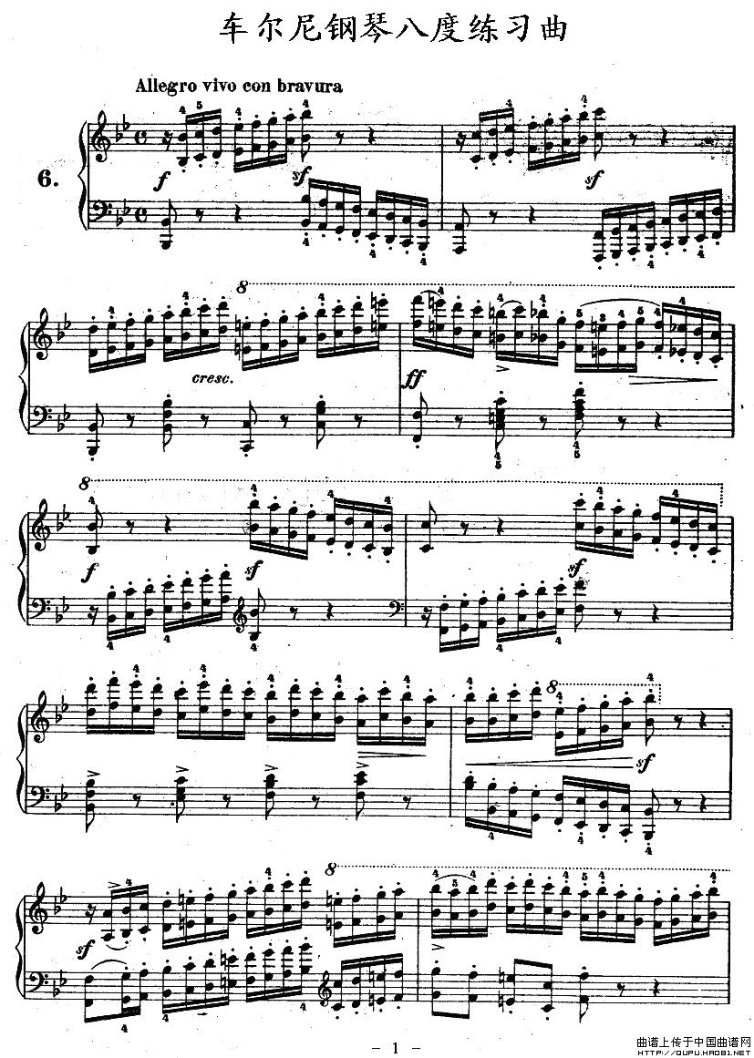 《《车尔尼钢琴八度练习曲》OP.553-6》钢琴曲谱图分享