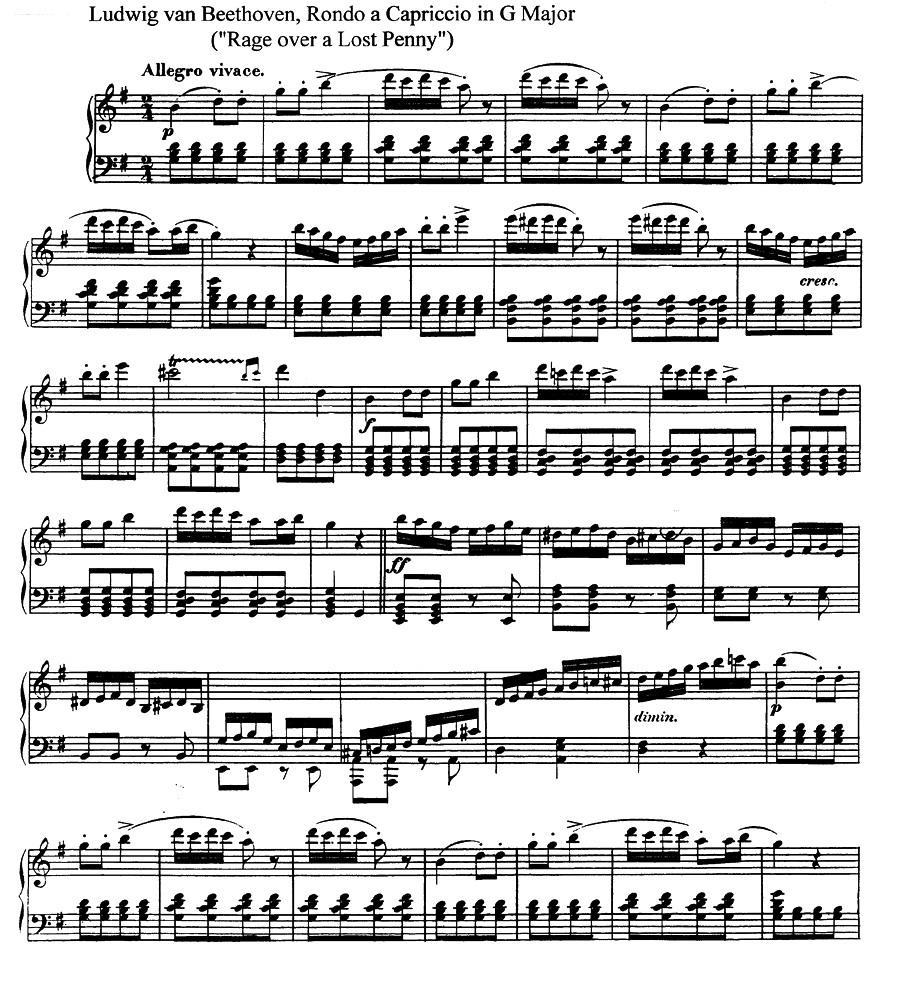 《丢失一分钱的愤怒 Op.129》钢琴曲谱图分享