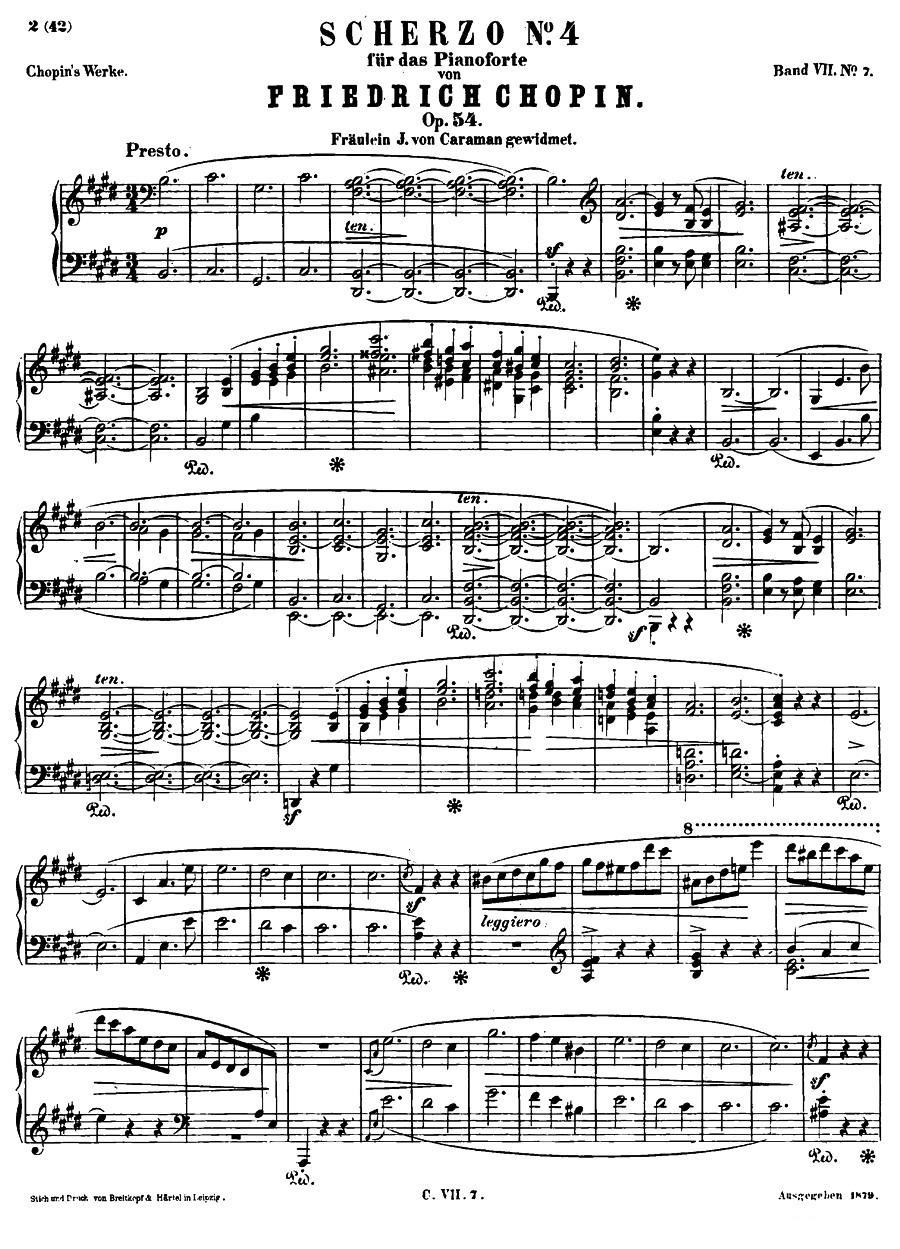 《E大调钢琴谐谑曲Op.54》钢琴曲谱图分享