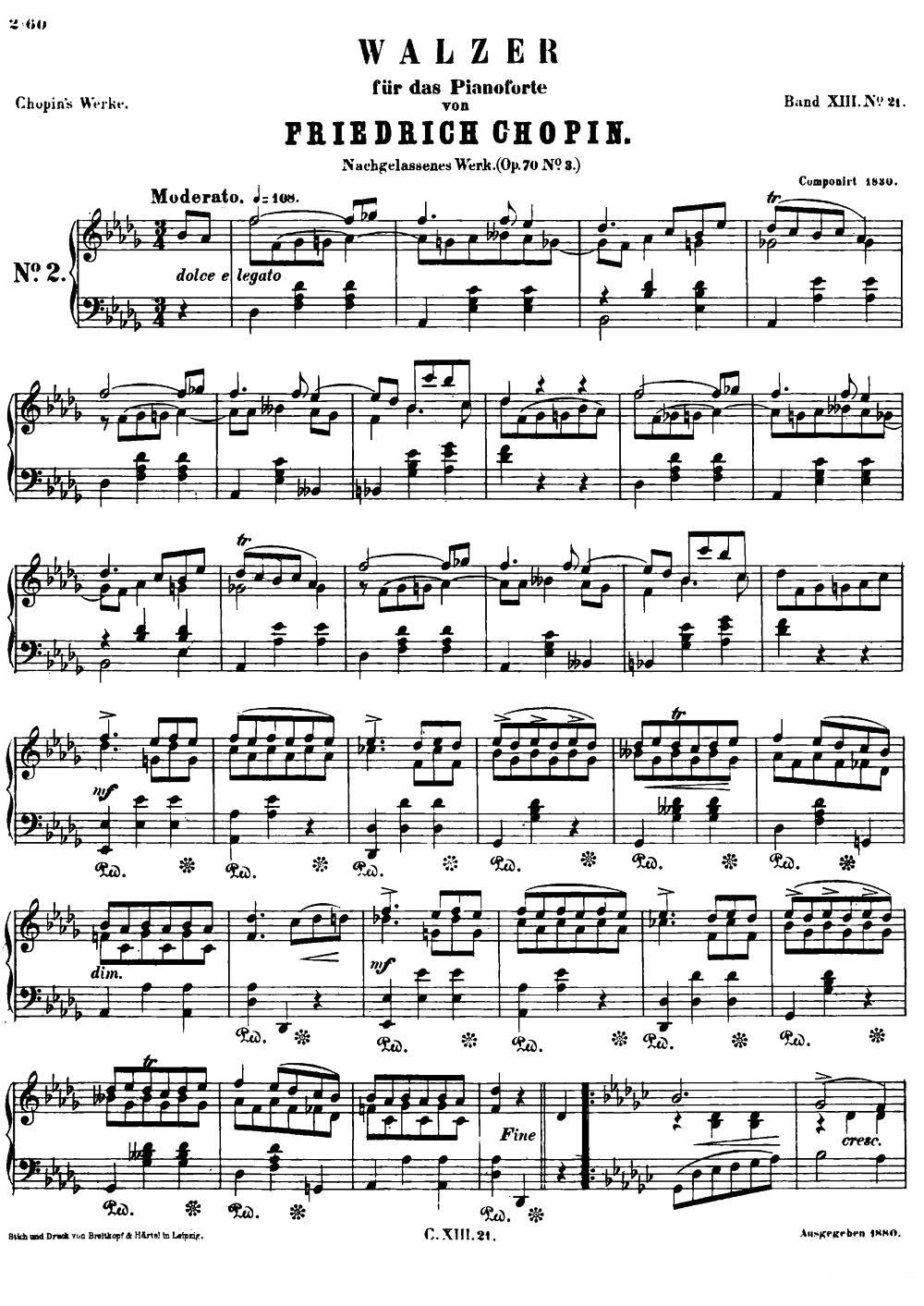 《降D大调圆舞曲Op.70-3》钢琴曲谱图分享