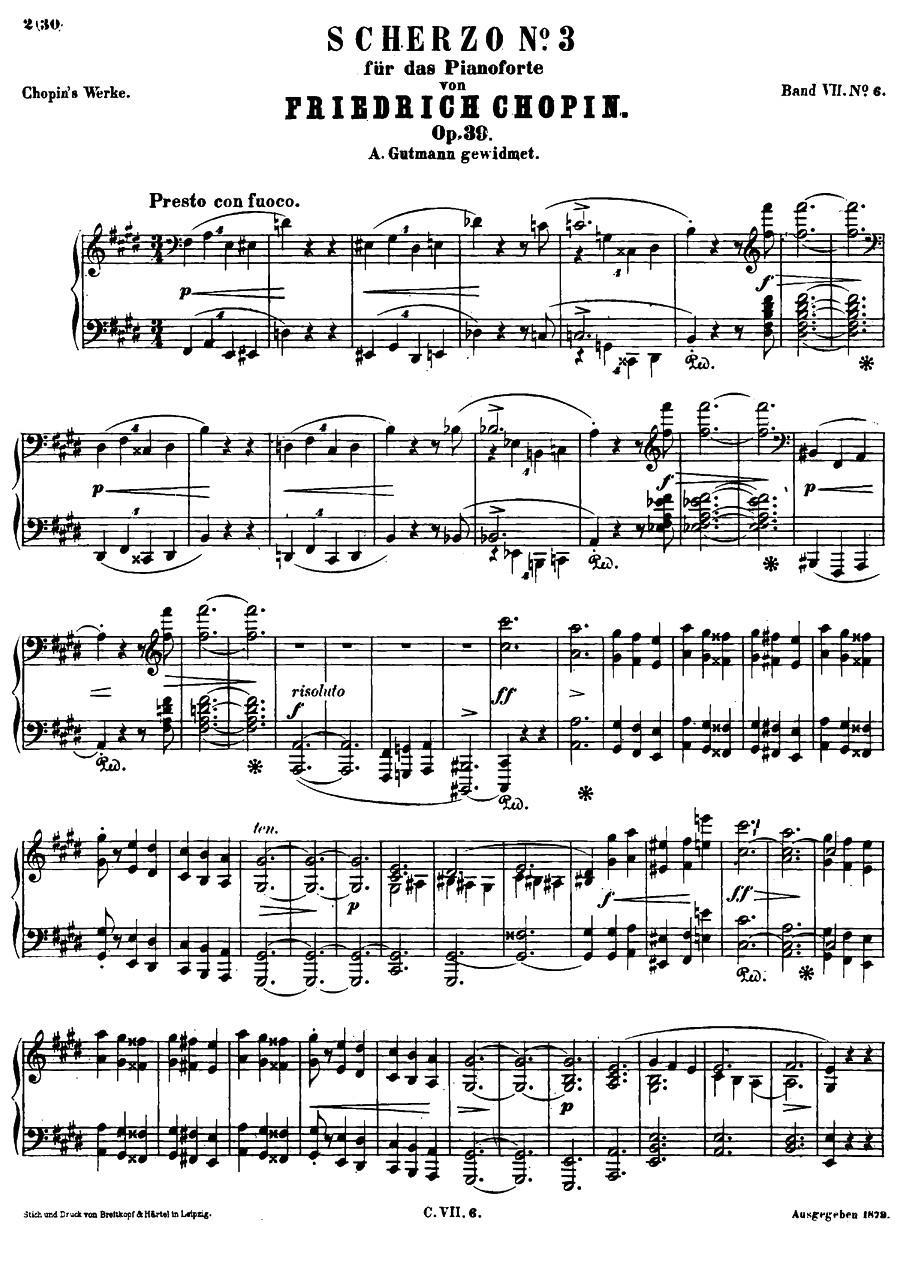 《升c小调钢琴谐谑曲Op.39》钢琴曲谱图分享