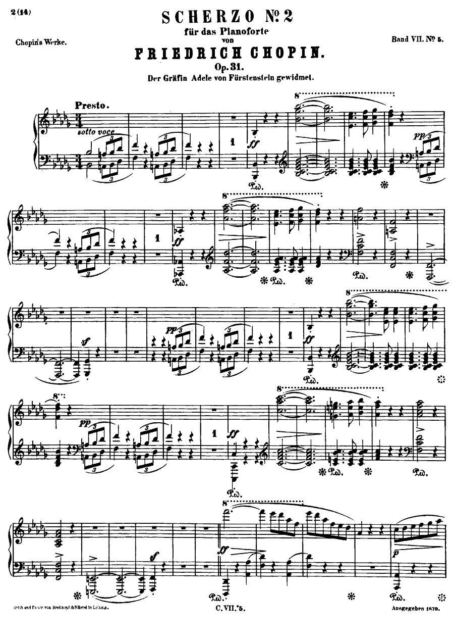 《降b小调钢琴谐谑曲Op.31》钢琴曲谱图分享