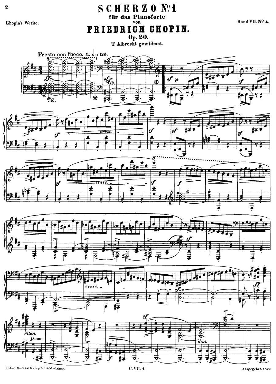 《b小调钢琴谐谑曲Op.20》钢琴曲谱图分享