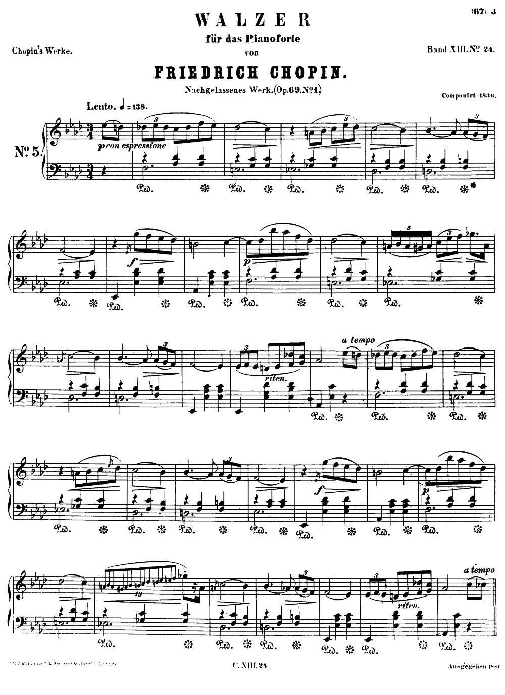 《降A大调离别圆舞曲Op.69-1》钢琴曲谱图分享