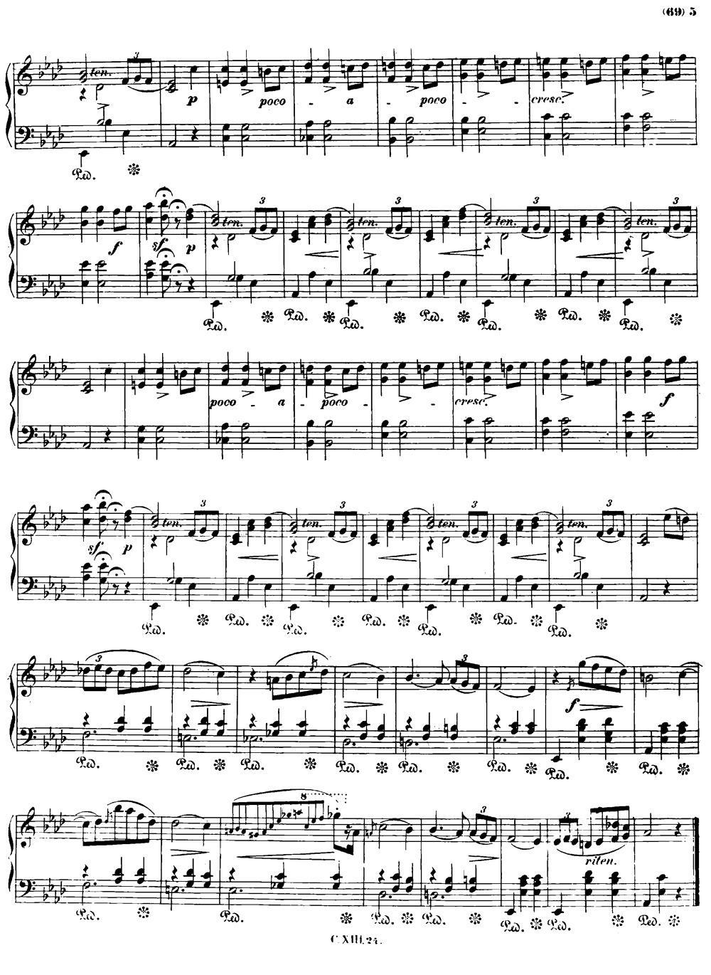 《降A大调离别圆舞曲Op.69-1》钢琴曲谱图分享