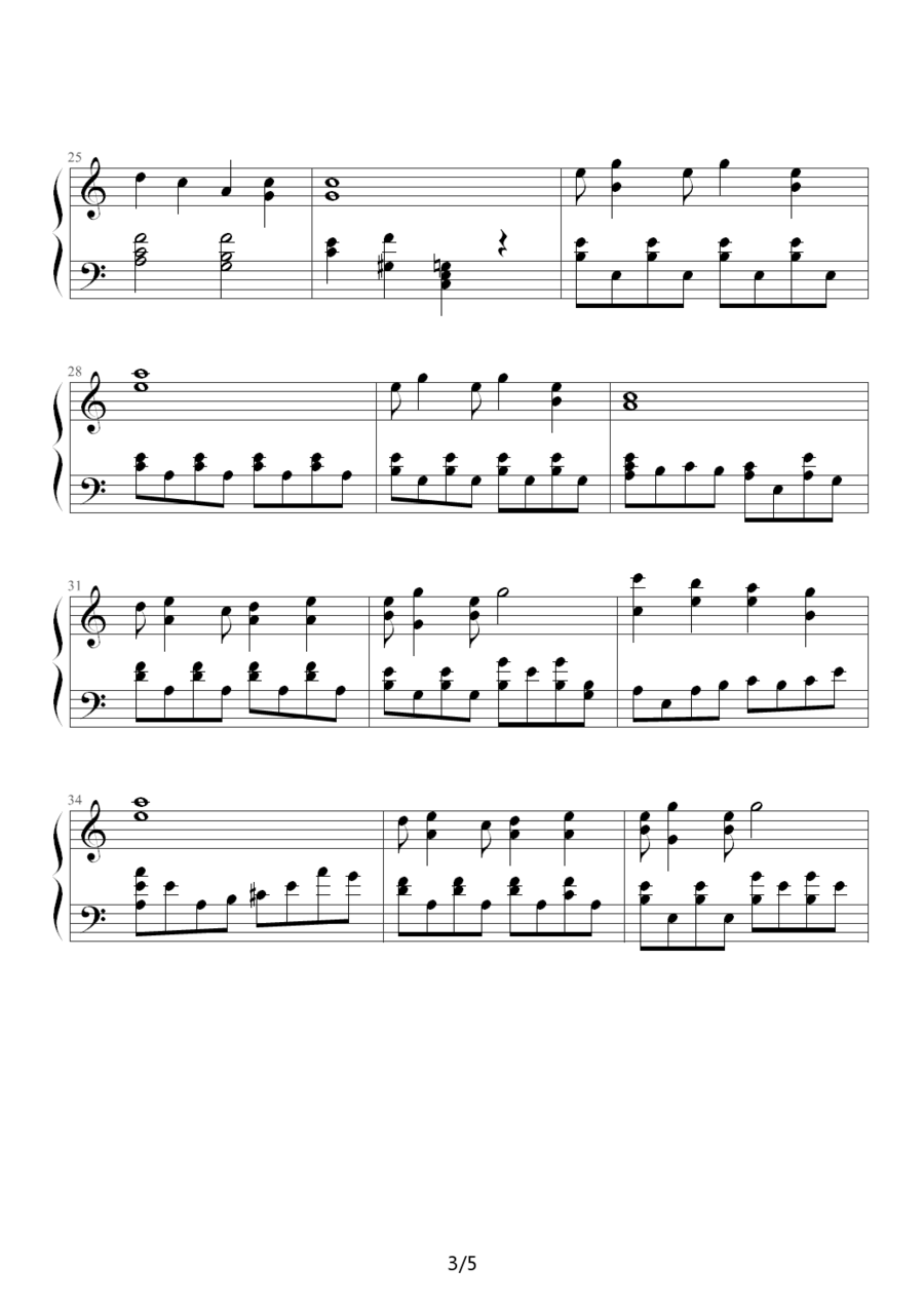 《天上人间》钢琴曲谱图分享