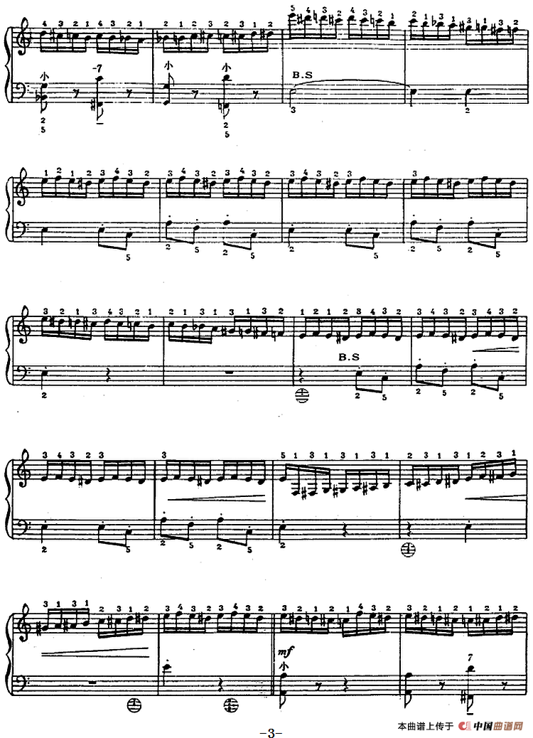 手风琴世界名曲：野蜂飞舞手风琴谱（线简谱对照、带指法版）