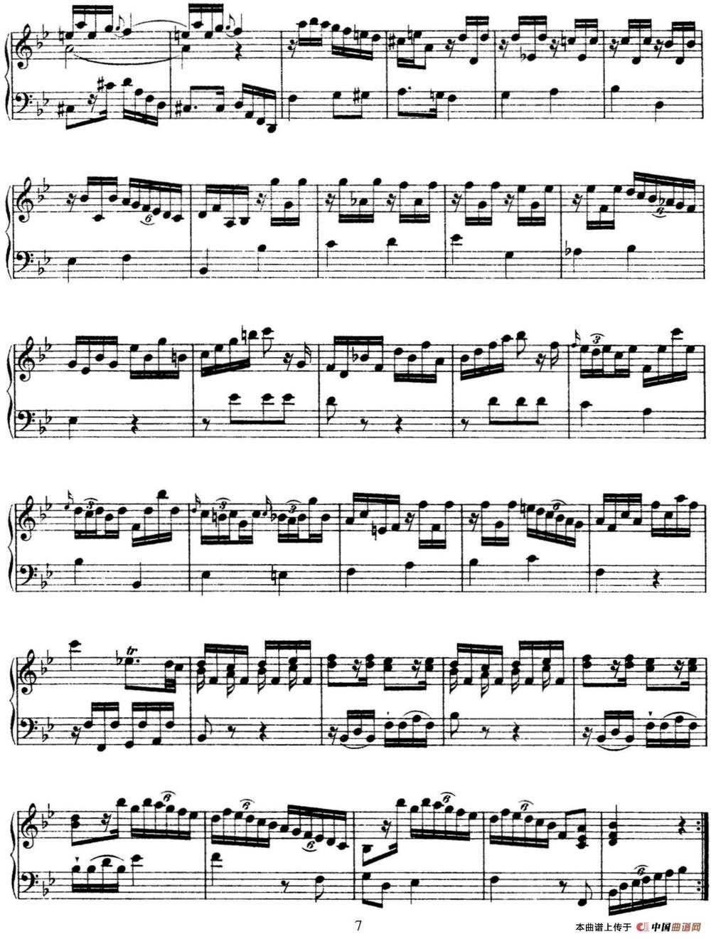 《海顿 钢琴奏鸣曲 Hob XVI 17 in B-flat major》钢琴曲谱图分享
