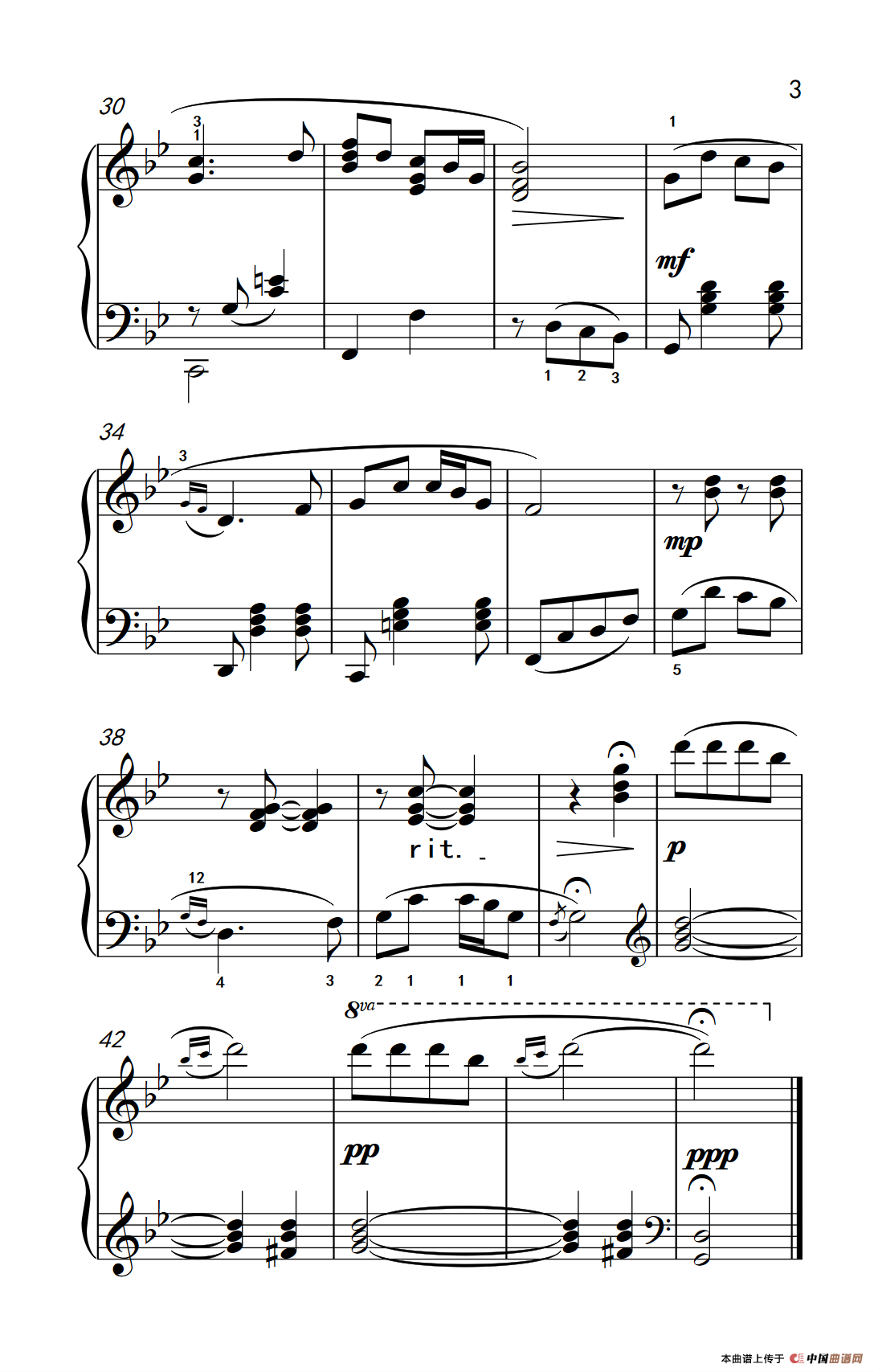 《映山红》钢琴曲谱图分享