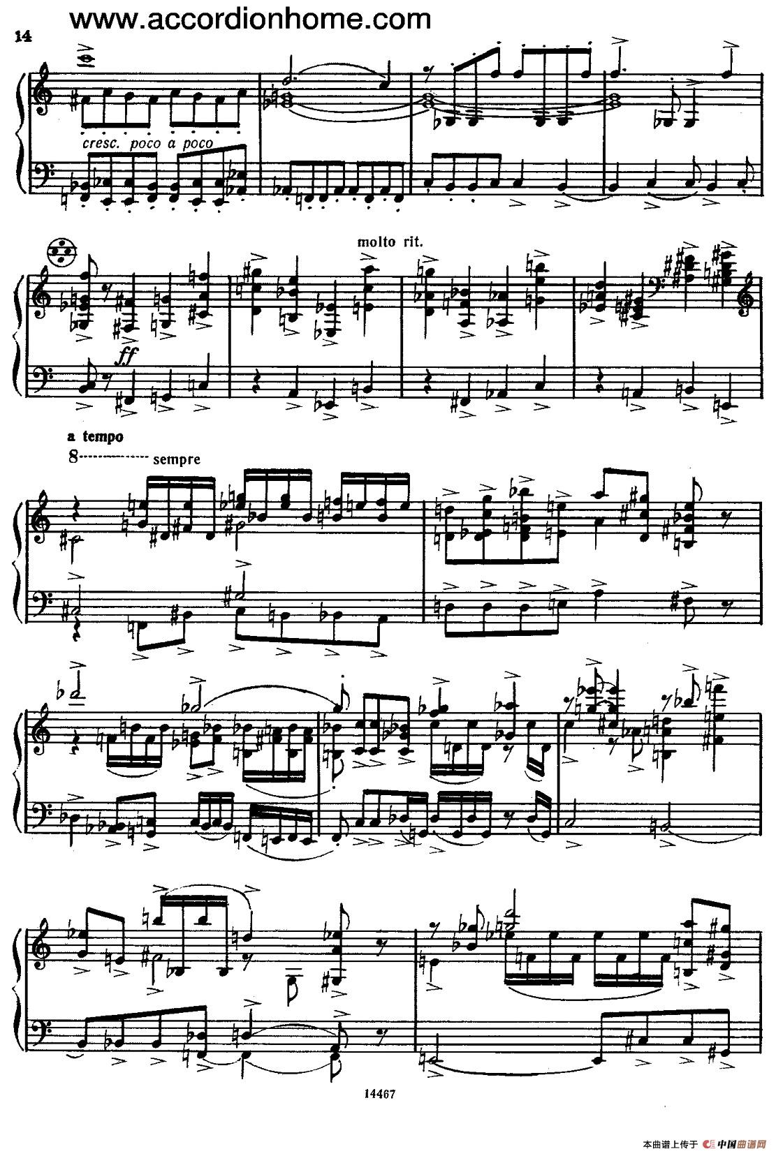 Sonate手风琴谱（线简谱对照、带指法版）