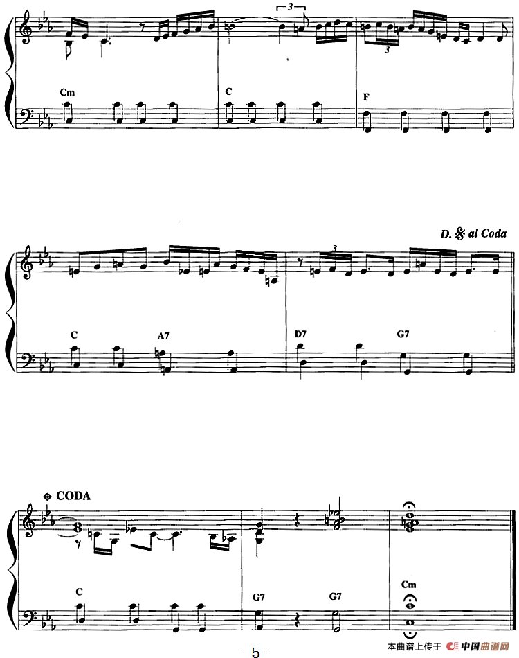 手风琴爵士乐曲：The手风琴谱（线简谱对照、带指法版）