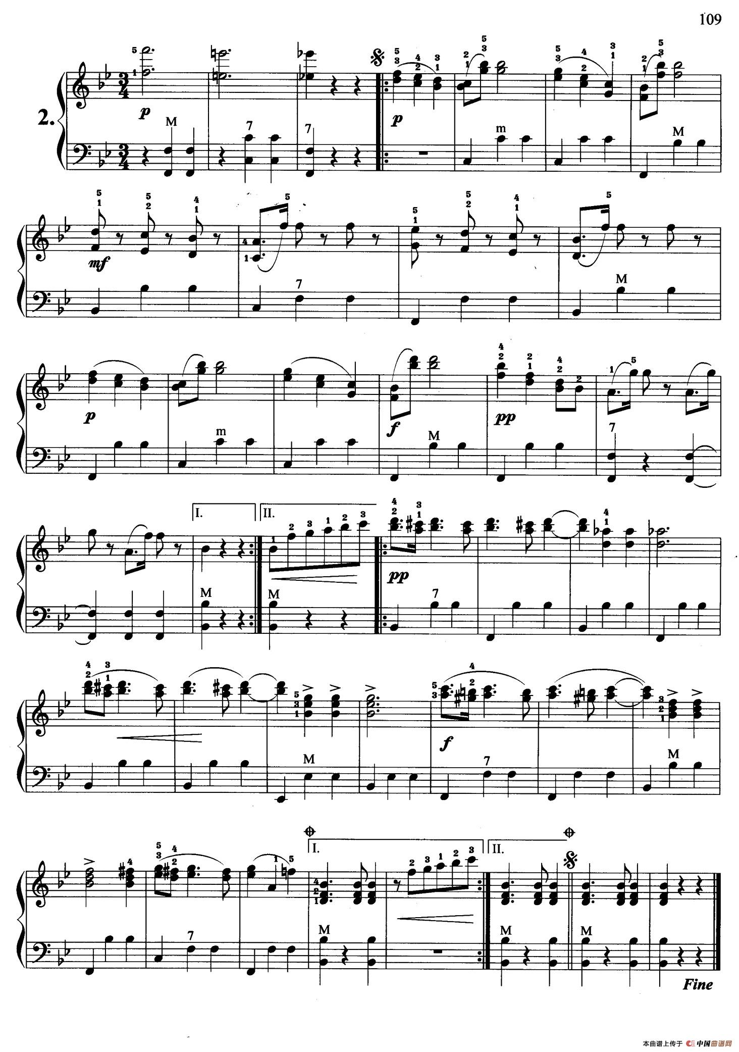 维也纳森林的故事手风琴谱（线简谱对照、带指法版）