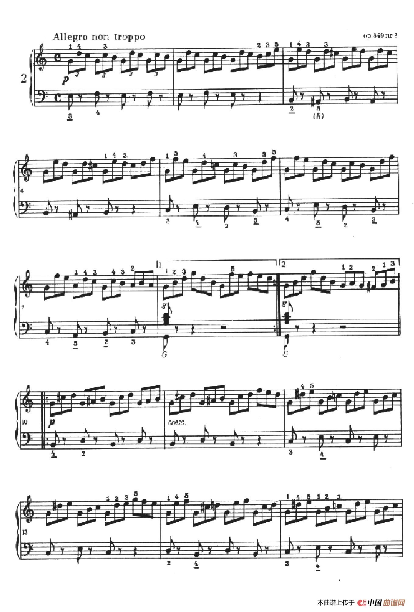 车尔尼手风琴练习曲集第Ⅱ册手风琴谱（线简谱对照、带指法版）