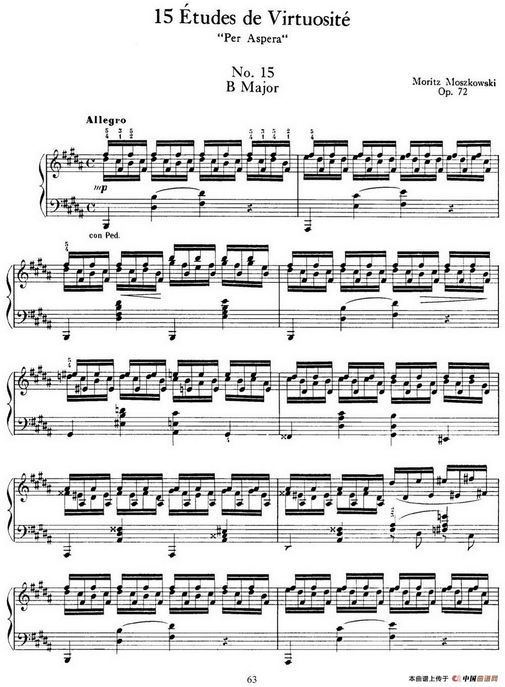 《15 Etudes de Virtuosité Op.72 No.15》钢琴曲谱图分享