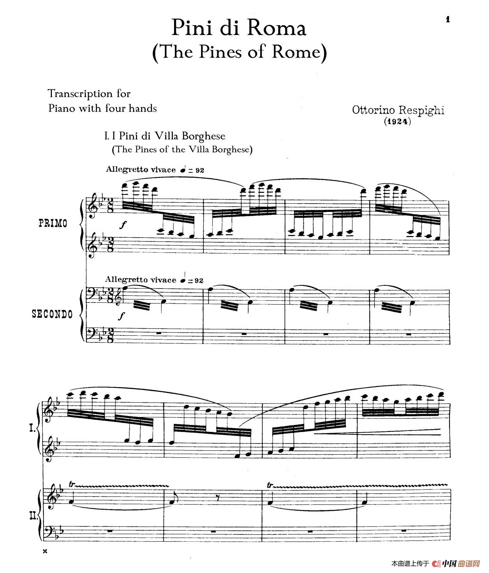 《The Pines of Rome》钢琴曲谱图分享
