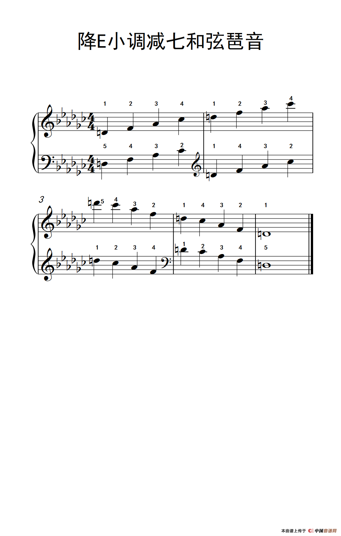 《降E小调减七和弦琶音》钢琴曲谱图分享