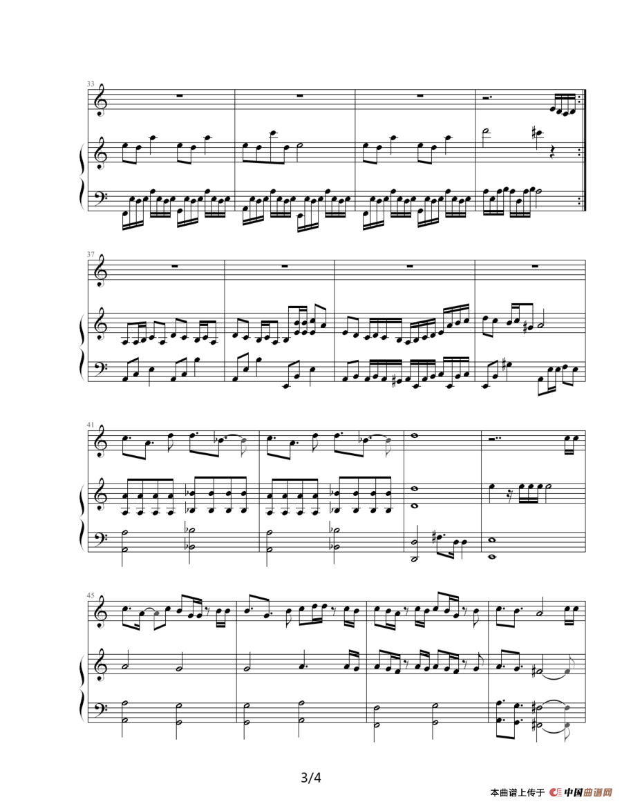 《刺鸟》钢琴曲谱图分享