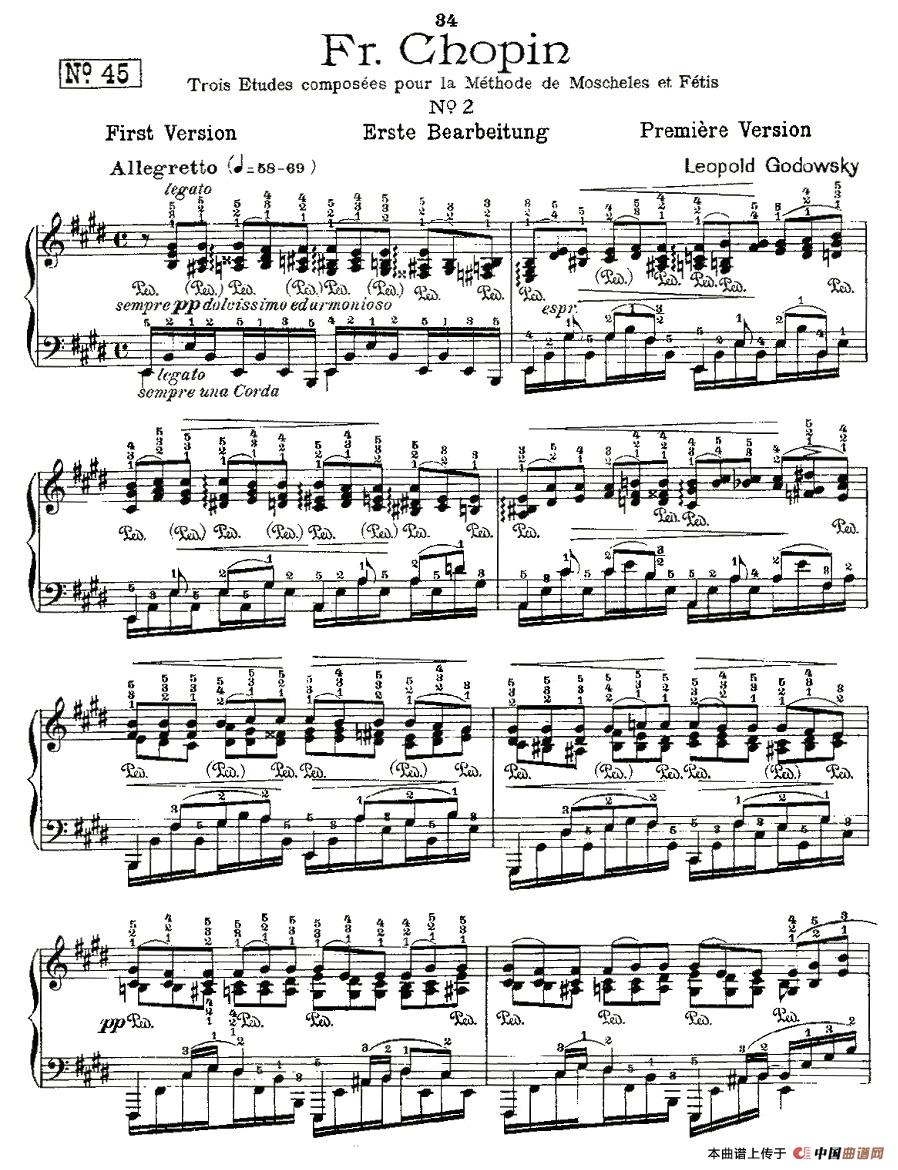 《肖邦《练习曲》Fr.Chopin No 2-1》钢琴曲谱图分享