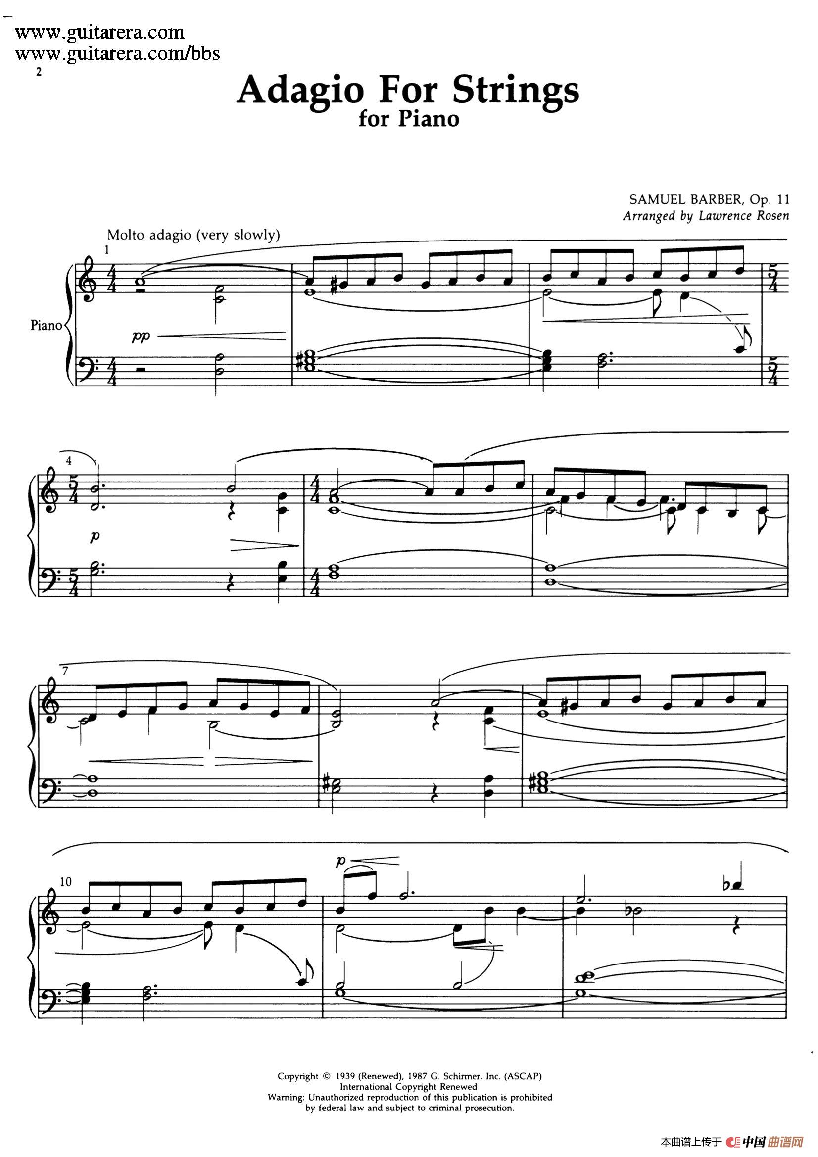《Adagio Op.11》钢琴曲谱图分享