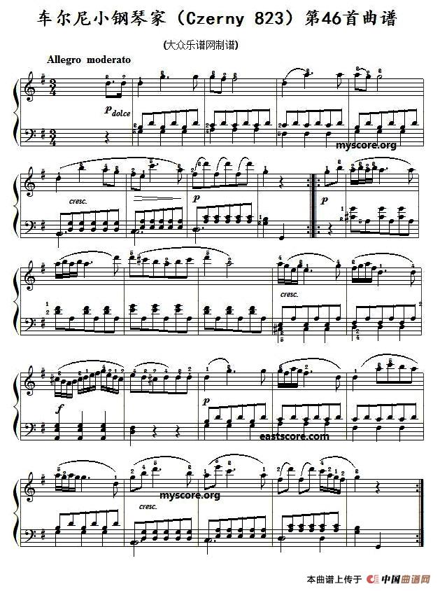 《车尔尼《小钢琴家》第46首曲谱》钢琴曲谱图分享