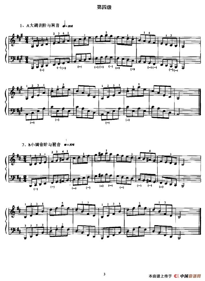 手风琴考级1——10级基本技术练习手风琴谱（线简谱对照、带指法版）