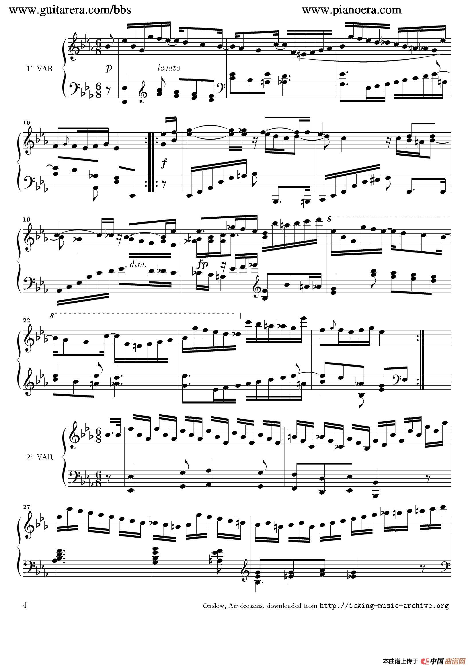 《Air Ecossais Varie Op.5》钢琴曲谱图分享