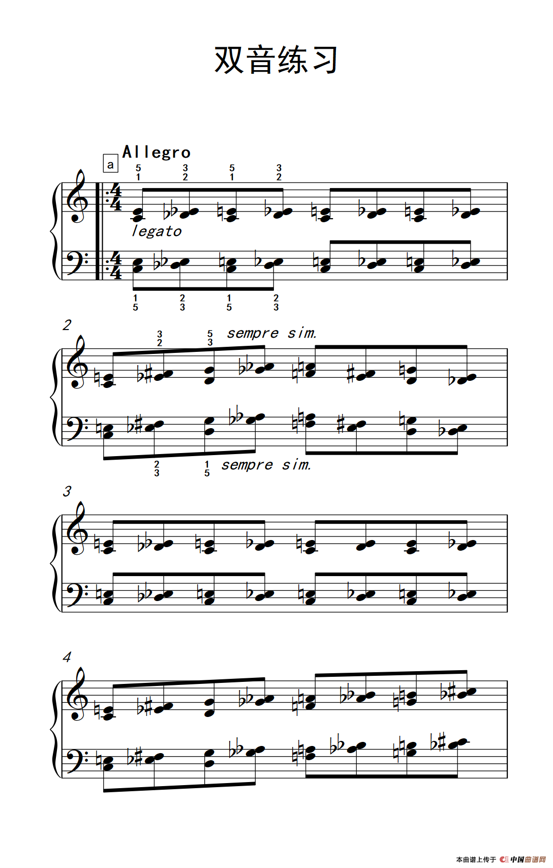 《双音练习》钢琴曲谱图分享