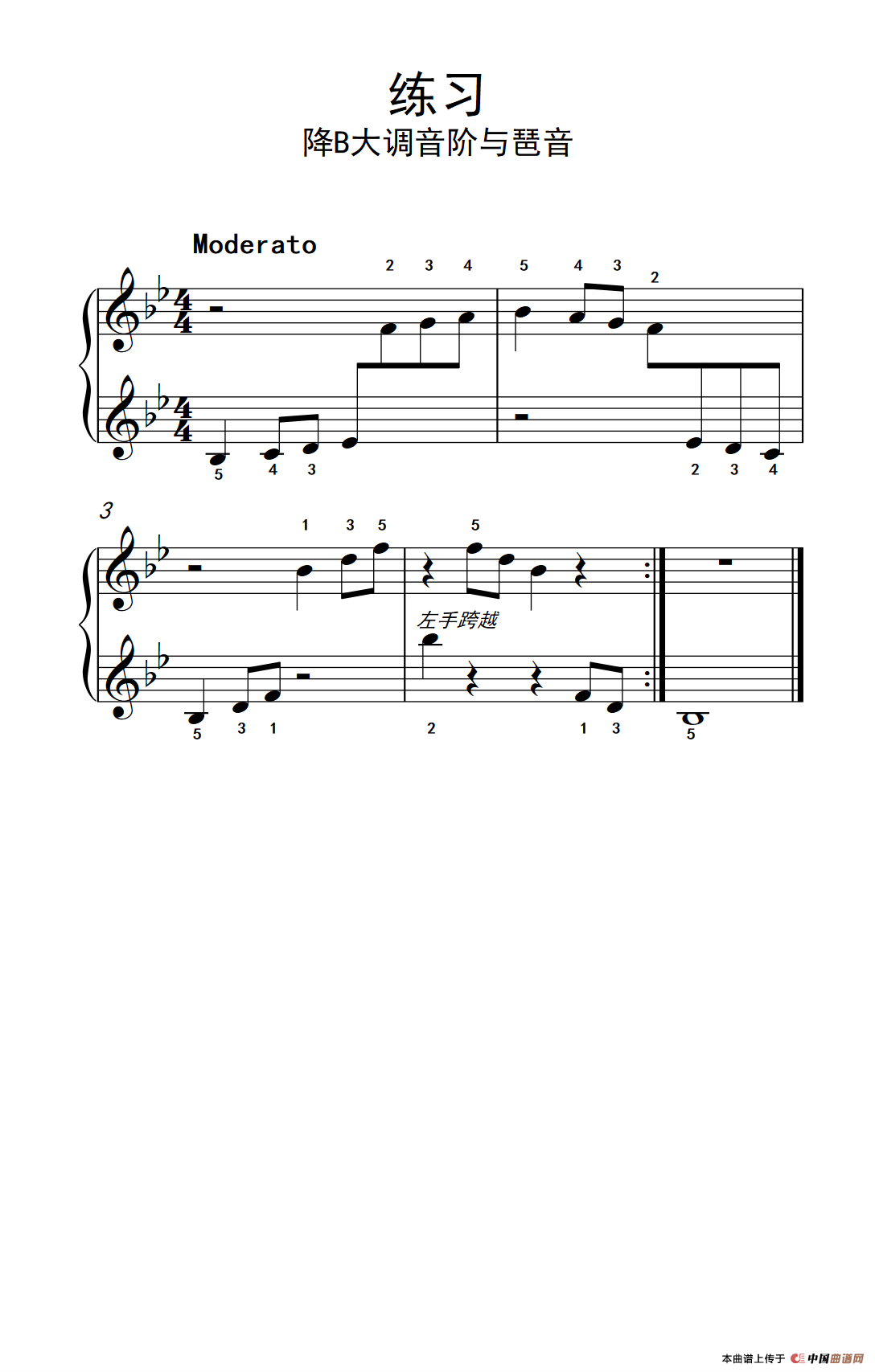 《练习 降B大调音阶与琶音》钢琴曲谱图分享