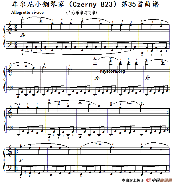 《车尔尼《 小钢琴家》第35首》钢琴曲谱图分享