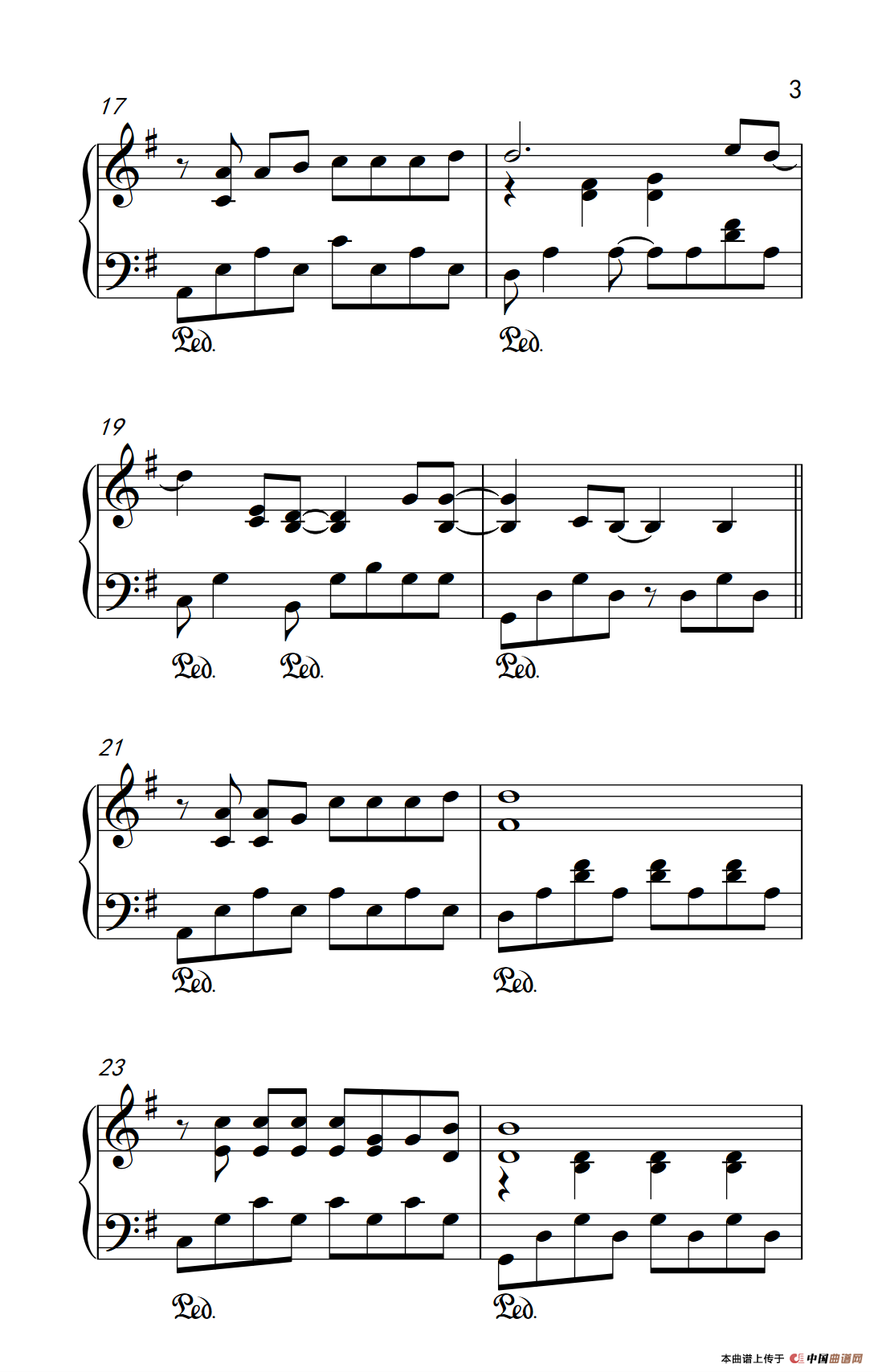 《花房姑娘》钢琴曲谱图分享