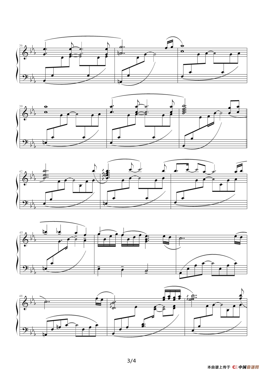 《月光下的思念》钢琴曲谱图分享