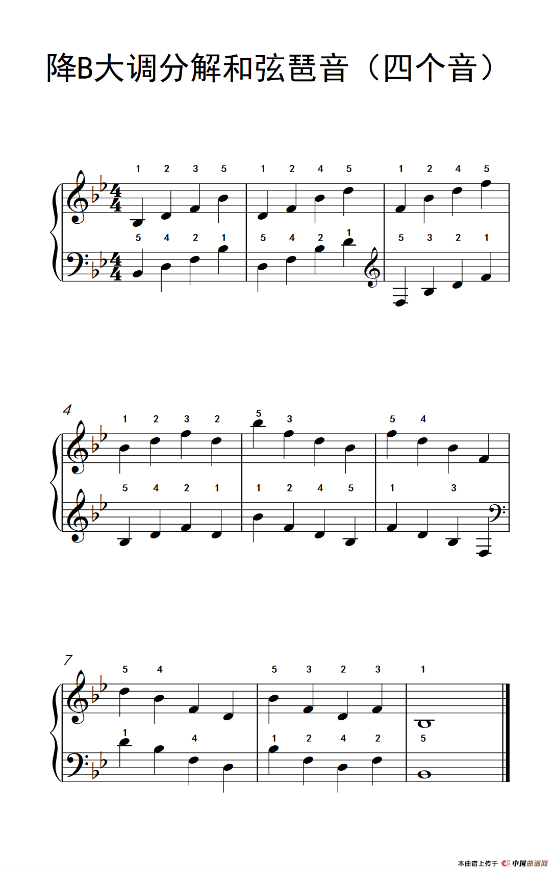 《降B大调分解和弦琶音》钢琴曲谱图分享