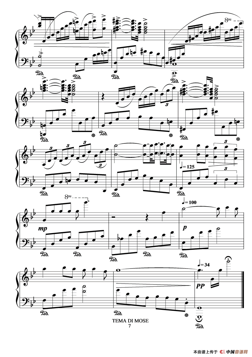 《TEME DI MOSE》钢琴曲谱图分享