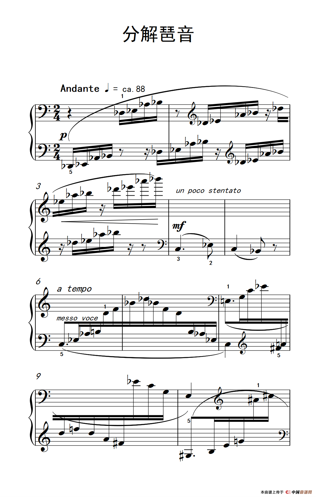 《分解琶音》钢琴曲谱图分享