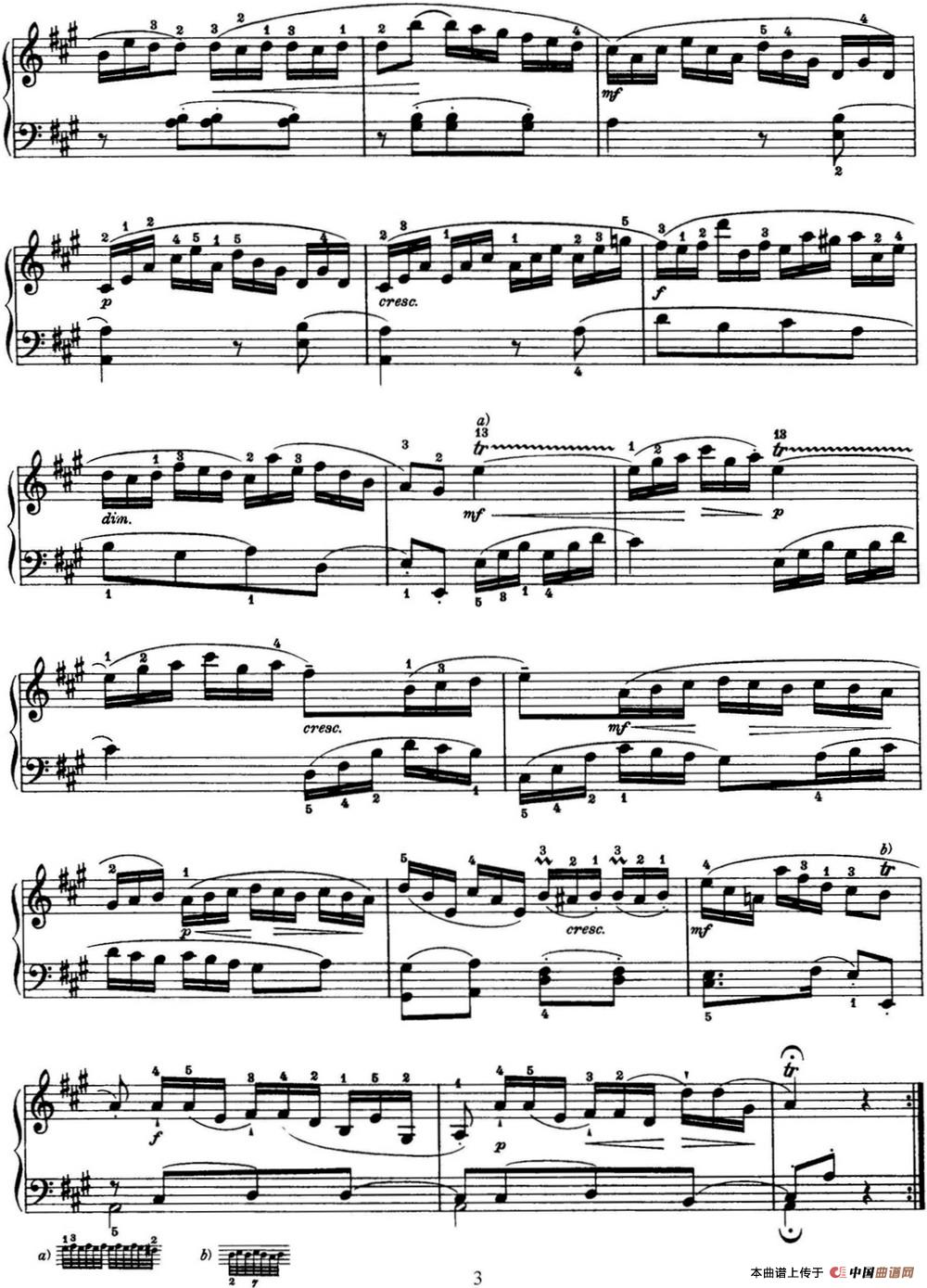 《海顿 钢琴奏鸣曲 Hob XVI 12 Divertimento A major》钢琴曲谱图分享