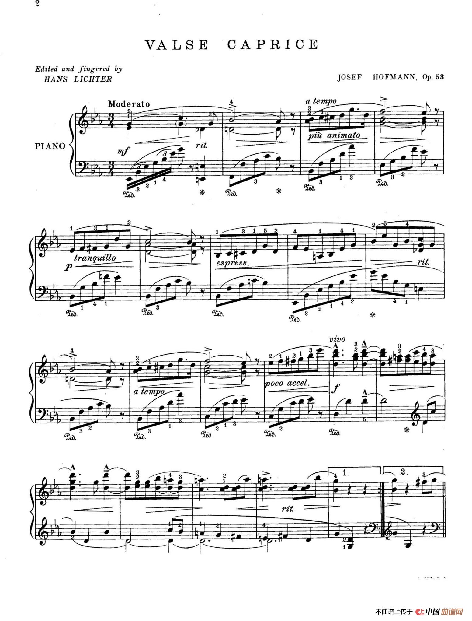 《Valse Caprice in E-flat Major Op.53》钢琴曲谱图分享