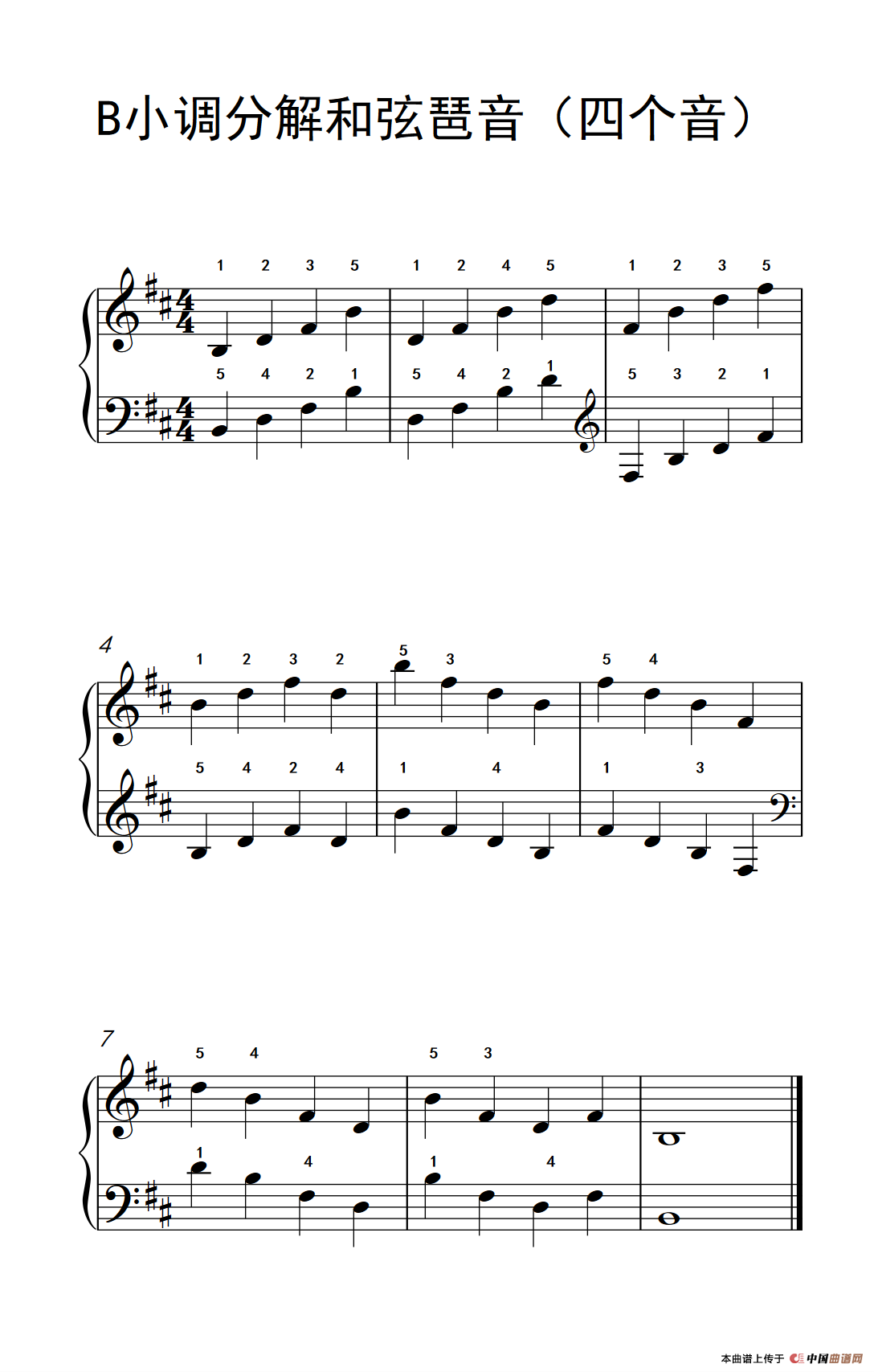 《B小调分解和弦琶音》钢琴曲谱图分享