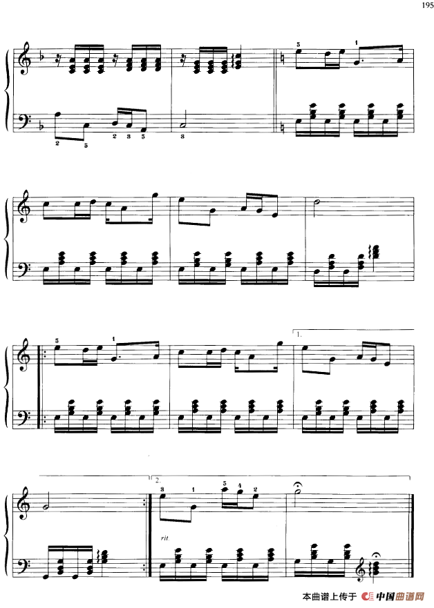 《110首中国民歌钢琴小曲集：一朵红花山顶上开》钢琴曲谱图分享