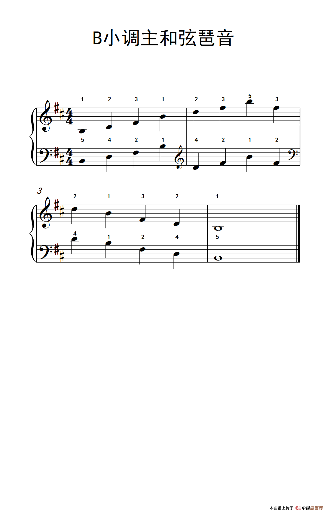 《B小调主和弦琶音》钢琴曲谱图分享