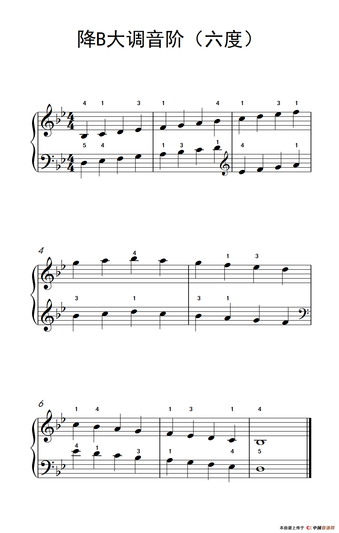 《降B大调音阶》钢琴曲谱图分享