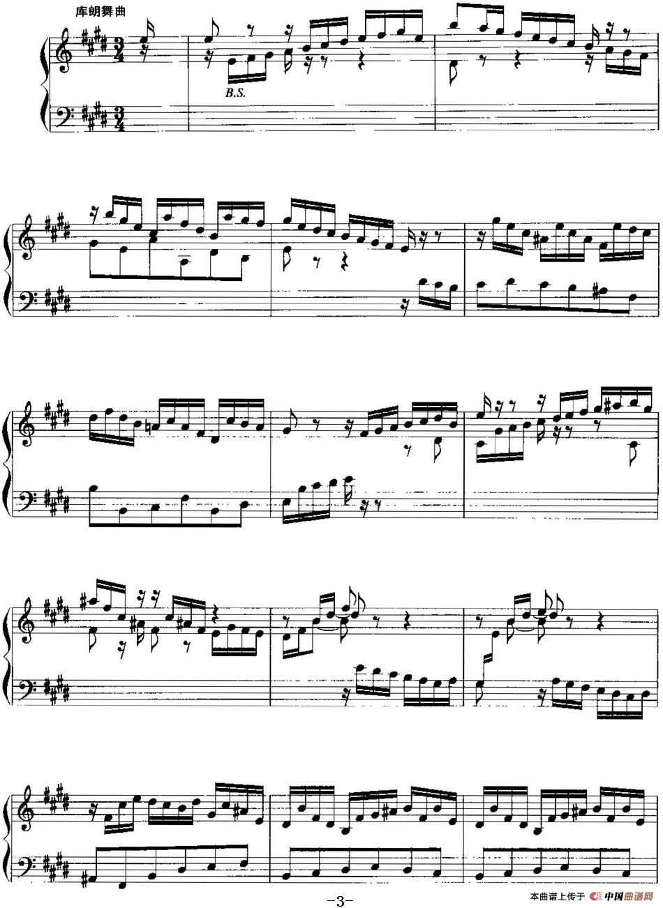 手风琴复调作品：第六法国组曲手风琴谱（线简谱对照、带指法版）