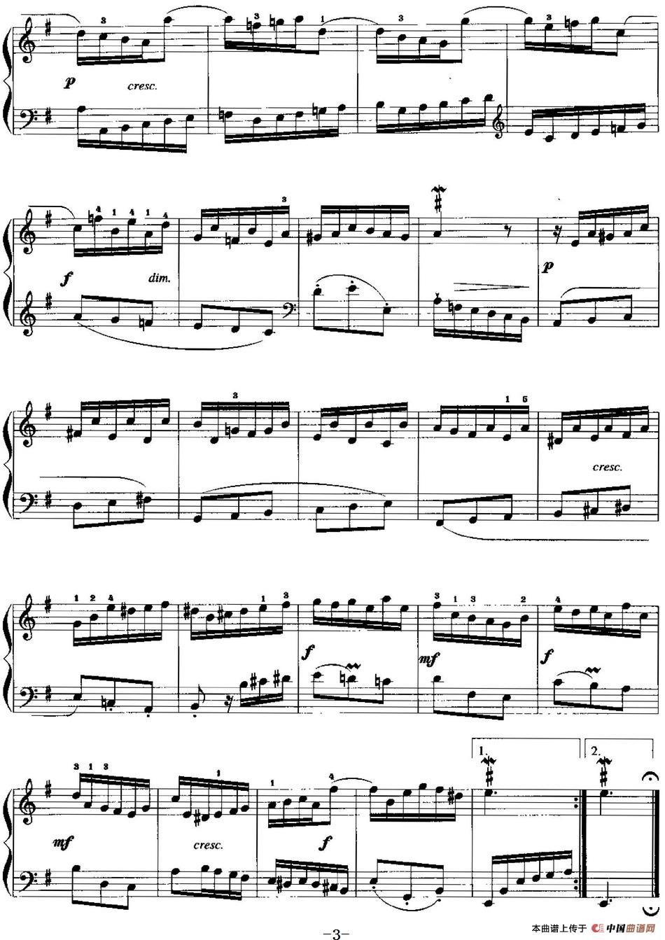 手风琴复调作品：e小调小前奏曲手风琴谱（线简谱对照、带指法版）
