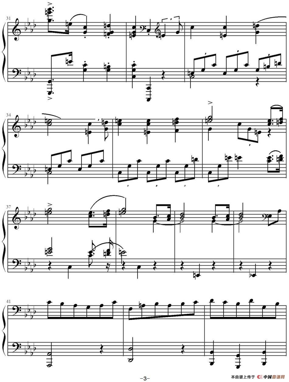 《行板》钢琴曲谱图分享
