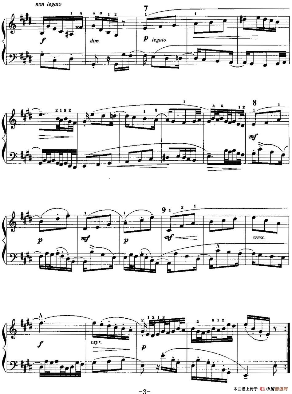 手风琴复调作品：E大调三部创意曲手风琴谱（线简谱对照、带指法版）
